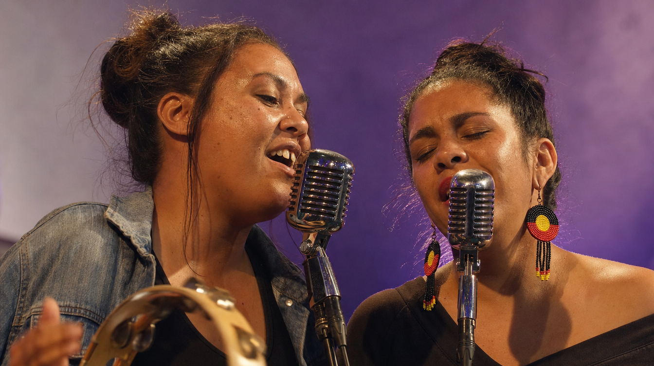 Sisters singing in harmony.